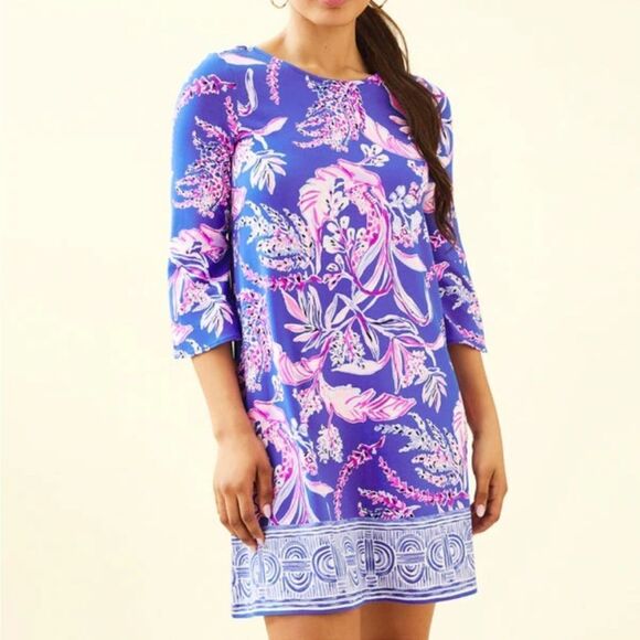 NWT Lilly Pulitzer Ophelia Swing Dress✨Iris Blue✨Blue Pink Purp Flower $ 178 - Picture 3 of 7